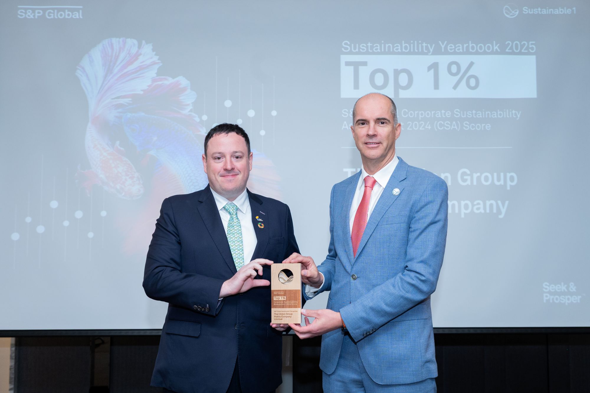ไทยยูเนี่ยน รับรางวัล Top 1% กลุ่มอุตสาหกรรมอาหาร จาก S&P Global Sustainability Yearbook Ceremony ประจำปี 68