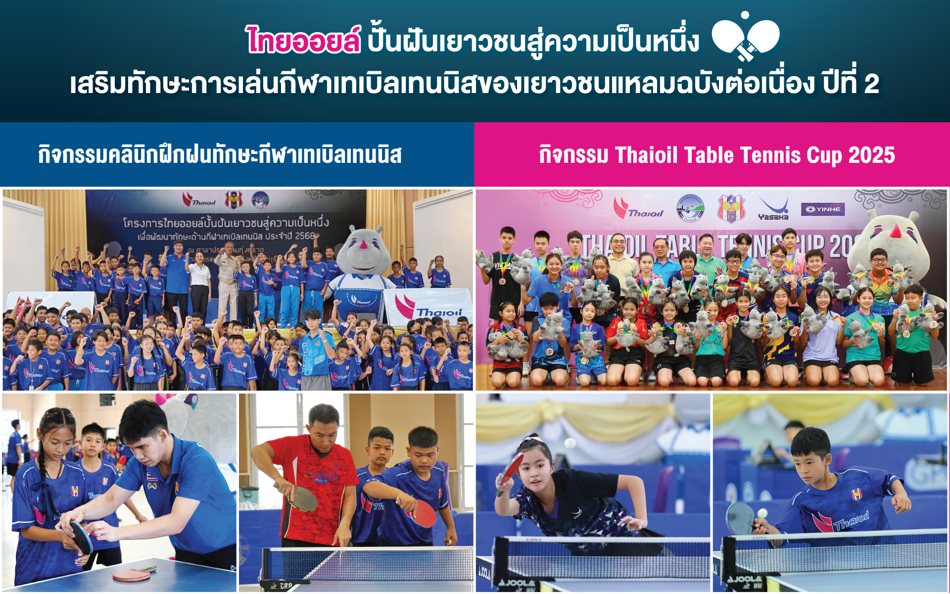 ไทยออยล์ ปั้นฝันเยาวชนสู่ความเป็นหนึ่ง เสริมทักษะการเล่นเทเบิลเทนนิสเยาวชนแหลมฉบัง ต่อเนื่องปีที่ 2