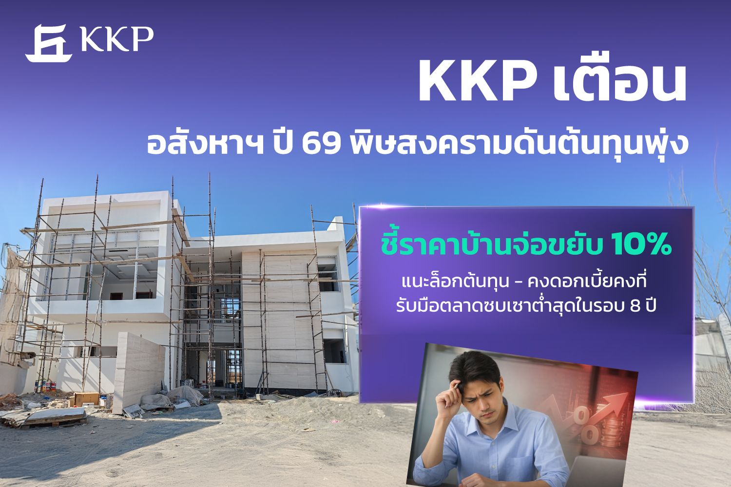 KKP เตือนอสังหาฯ ปี 69 ซบเซาสุดในรอบ 8 ปี พิษสงครามดันต้นทุนพุ่ง ราคาบ้านจ่อขยับ 10%